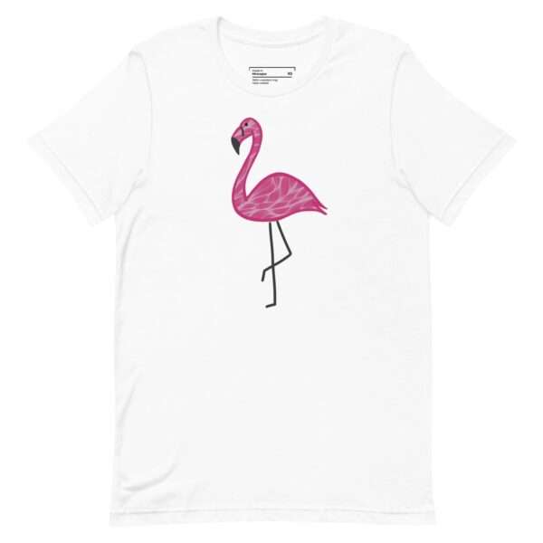 Unisex White T-shirt: Featuring a Flamboyant Pink Flamingo Graphic